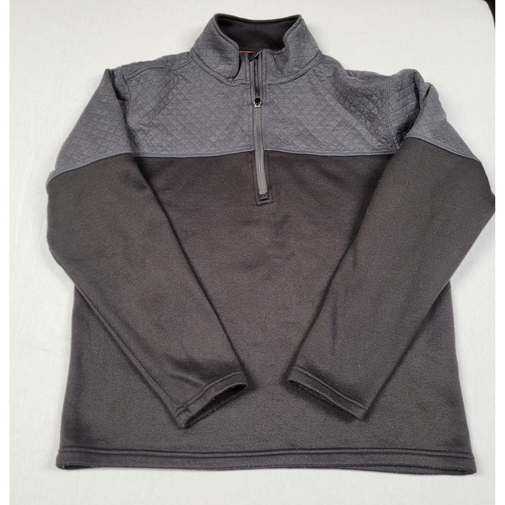 Field & Forest Men's L Quilted Quarter-Zip Fleece Pullover Jacket Charcoal Gray